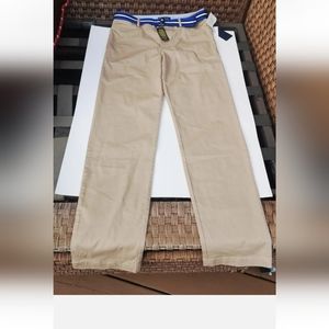 New Polo Ralph Lauren Pants Size 16 Cotton Spring Khaki Beige  W Belt Length 29"